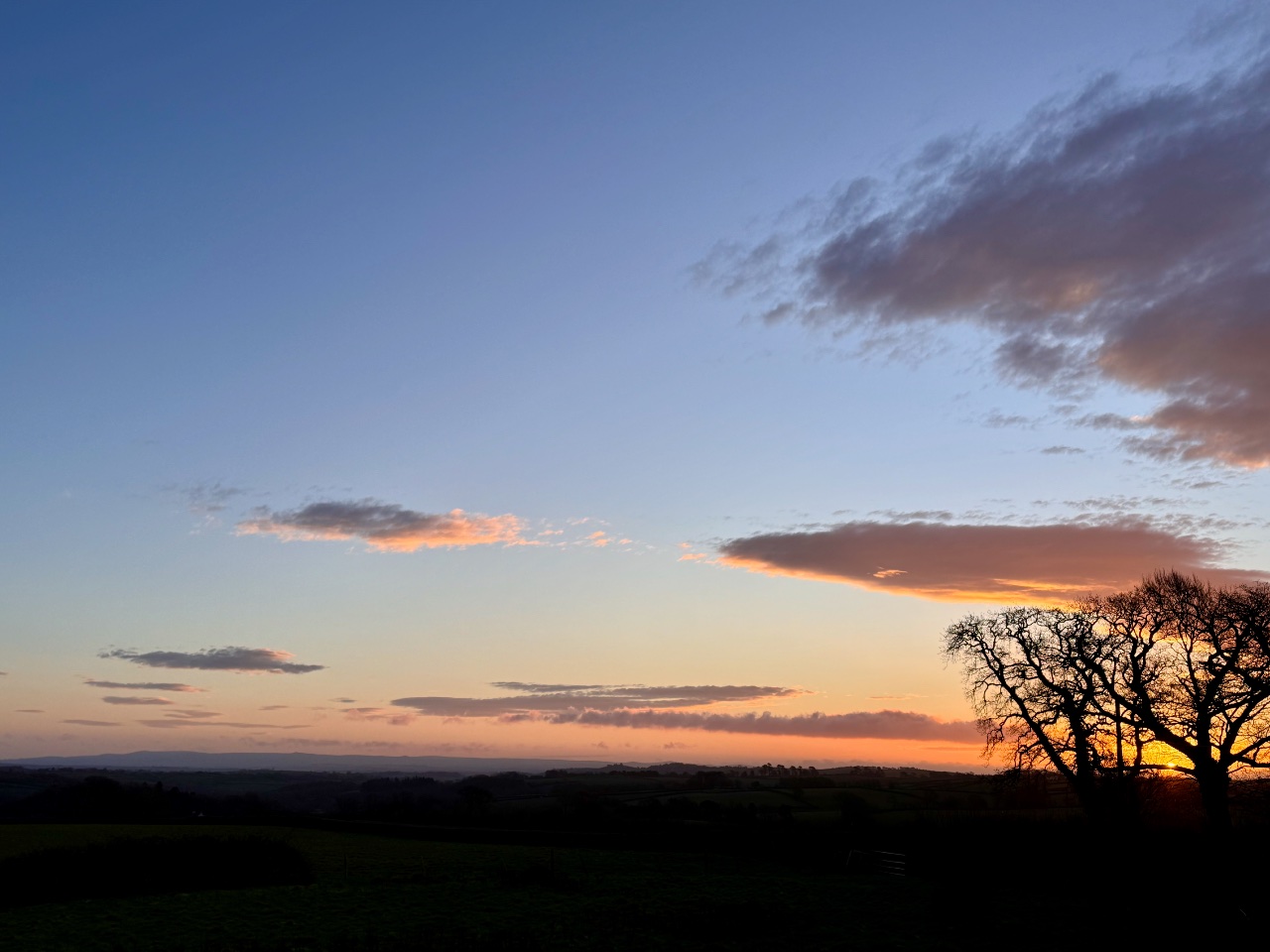 Sunset over Fields. 